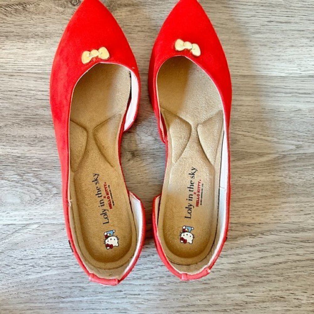 Loly in the Sky x Hello Kitty Red Suede Loafer Flats Size 5 NEW - Picture 5 of 10